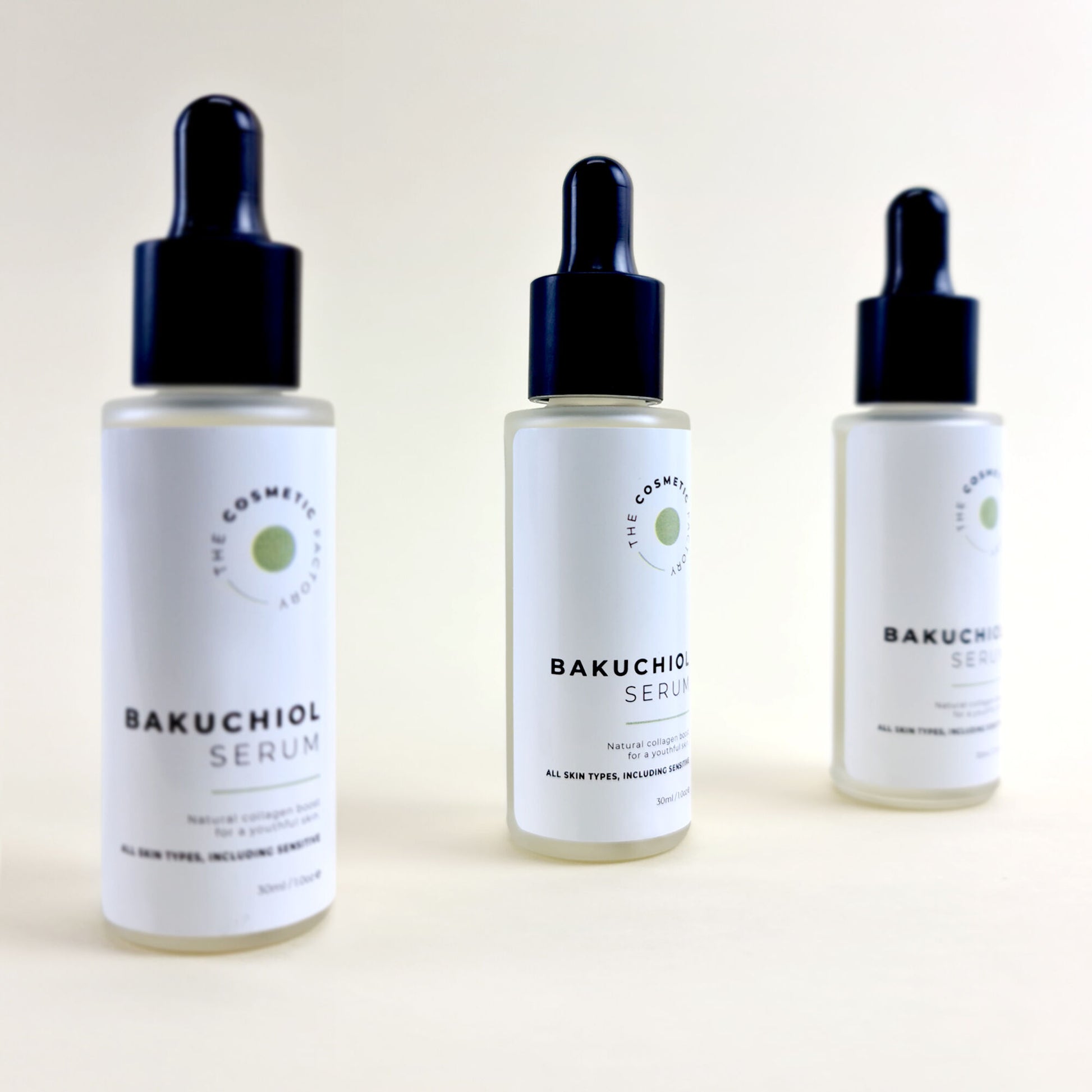 a bottle of bakuchiol serum 30ml sitting on a table.